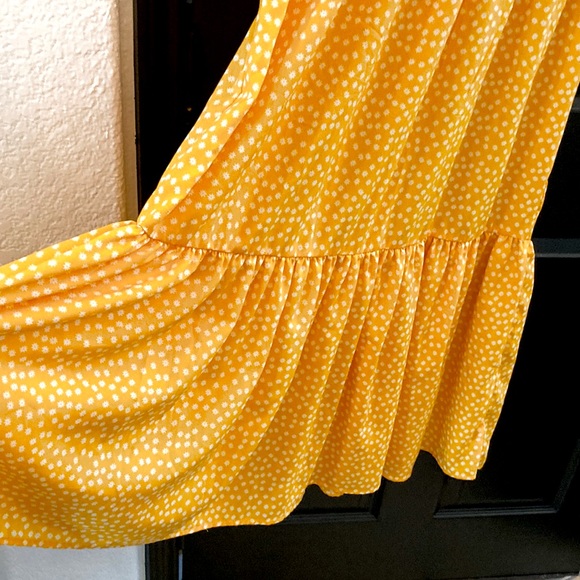 Womens Cottagecore Yellow w/White Flowers Spring Summer Maxi Dress Sz S/M - Picture 5 of 7